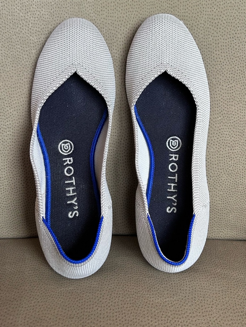 Rothy’s size 8.5 ballet flats, flax birdseye